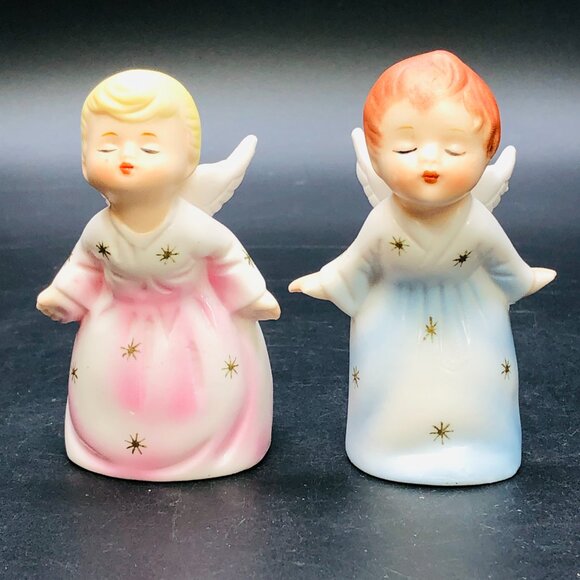 Vintage Schmid Bros Kissing Angel Figurines: 60s Kitsch Christmas Decor - Picture 4 of 11